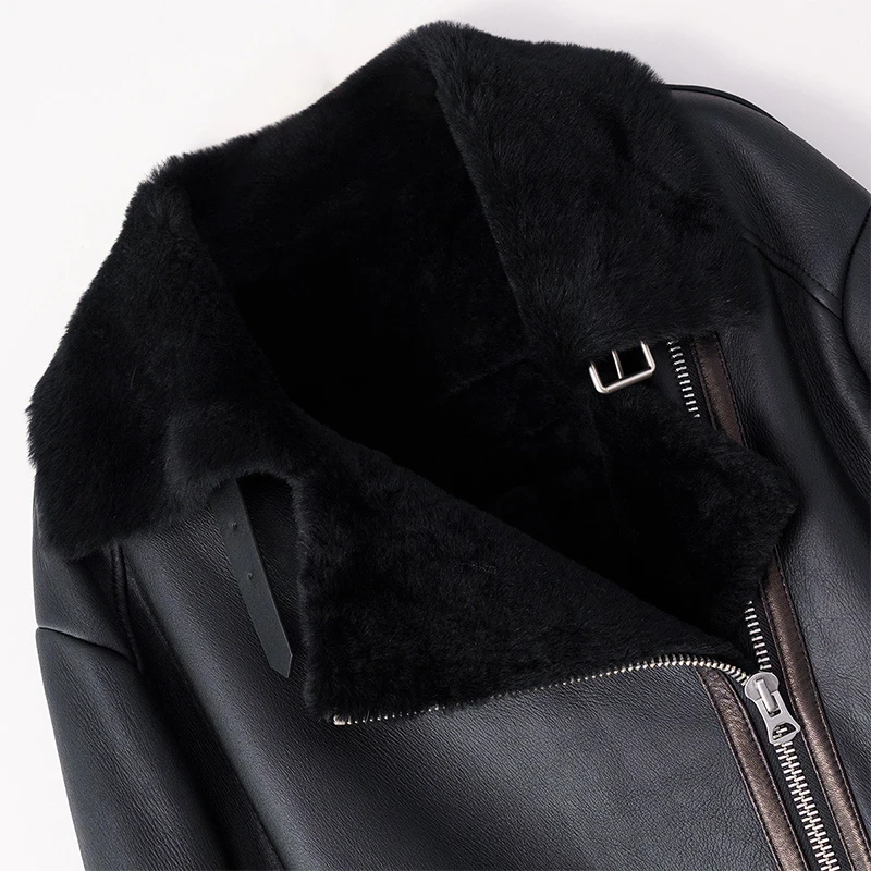 Genuine Leather Coat Wholesale Winter Warm Thick Lapel Women Shearling Leather Jacket With Real Fur Lining