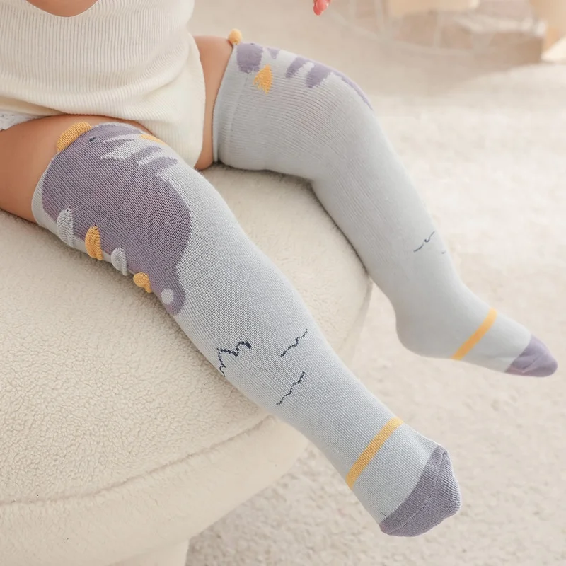 New manufacturer winter cute cartoon dinosaur cotton baby tights knee high socks girl