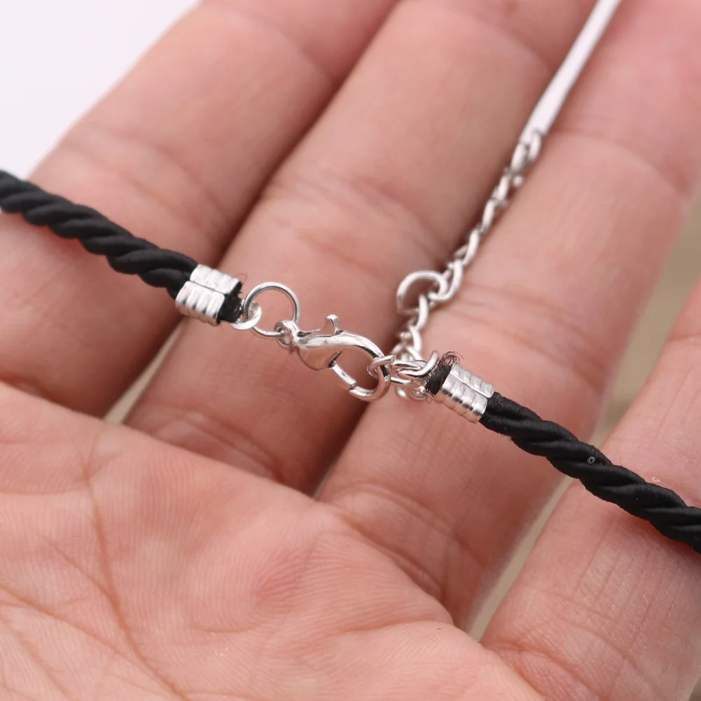 Waxed Cotton Cord Rope Chain Necklace With Extender Lobster Clasp Diy Jewelry Making Accessories