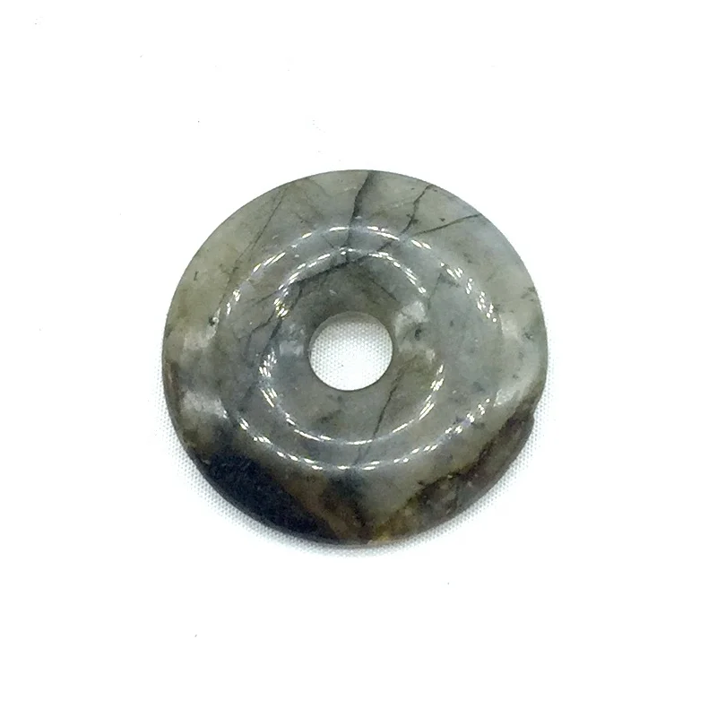 Nature Stone Bead Pendant Donut Charm Round Circle for DIY Jewelry Making Supplies Lava Jaspers Jade Tiger Eye Necklace Pendants