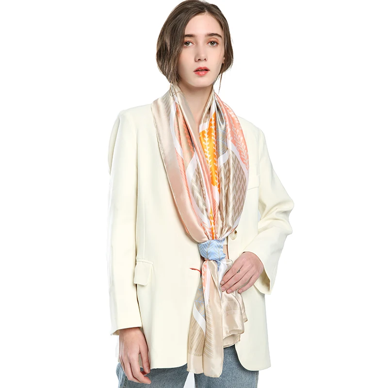  2021 New Arrivals Fashion Women Casual Luxury Islamic Shawl Scarves Muslim Hijab Geometric Printed Patchwork Silk Scarf