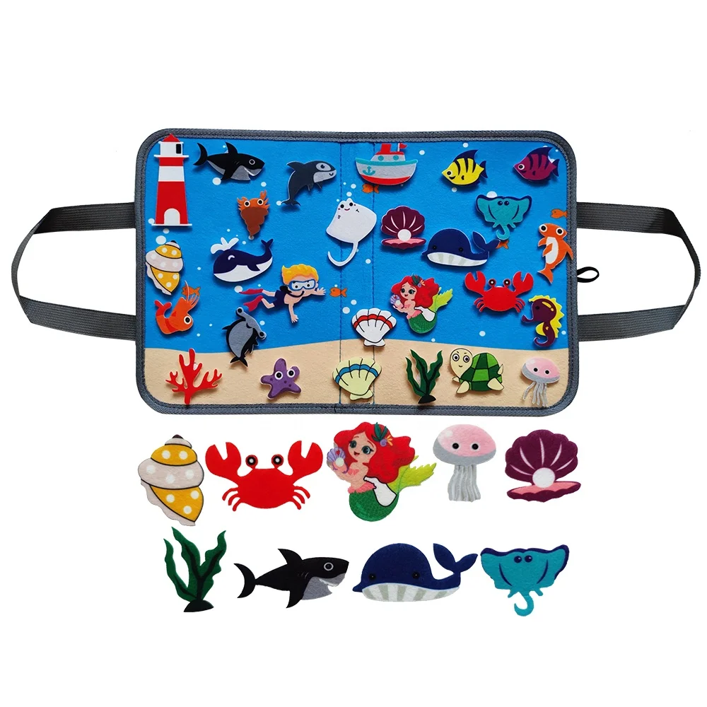 Shark Octopus Toys Activity Storytelling Teaching Under The Sea Ocean Animals Felt Board Story Set for Toddlers Children