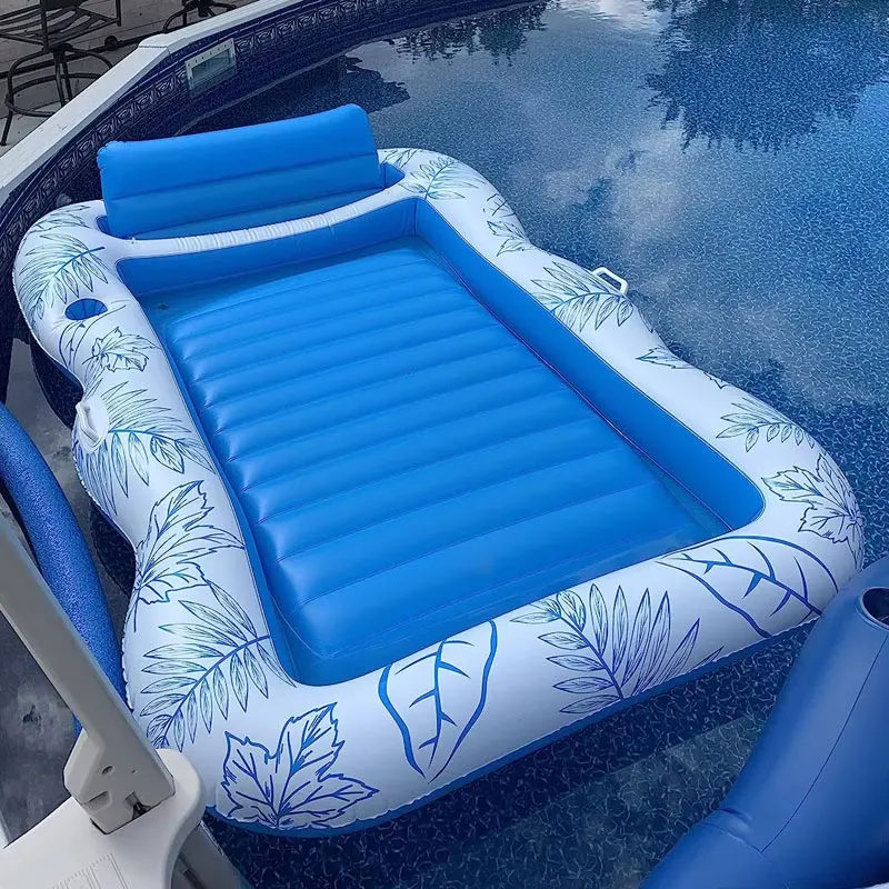 Wholesale Water Party Inflatable Swim Pool Float Lounger With Headrest Adult Blow Up Pool Beach Air Mattress Bed Customized