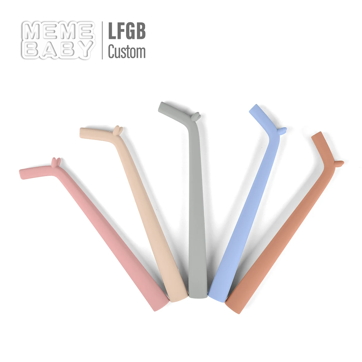 Kitchen Home Reusable Kids Silicone Straws Recyclable Nontoxic Colorful Customized Square Giraffe Silicone Cute Straws