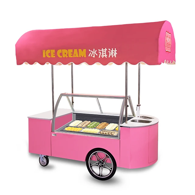 High Quality Portable Ice Cream Trolley With Ice Cream Fridge Freezer With Wheels For Restaurant