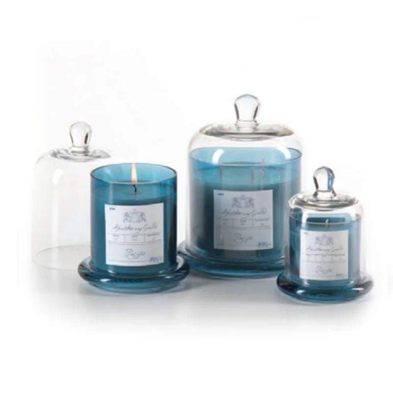 Glass Cloche bell candle jars golden silver blue black custom color display dome with glass base