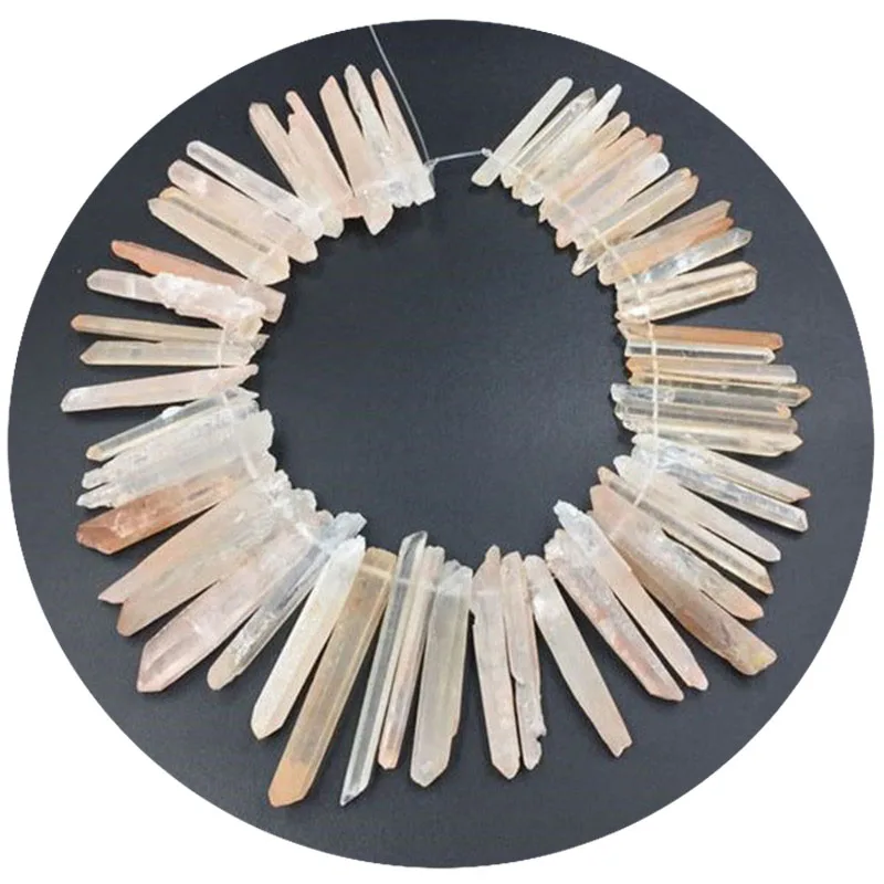 Raw Pinkish Quartz Crystal Points Long&Large Crystal Stick Beads Rough Quartz Points Spike supplies 5-9x45-70mm A59