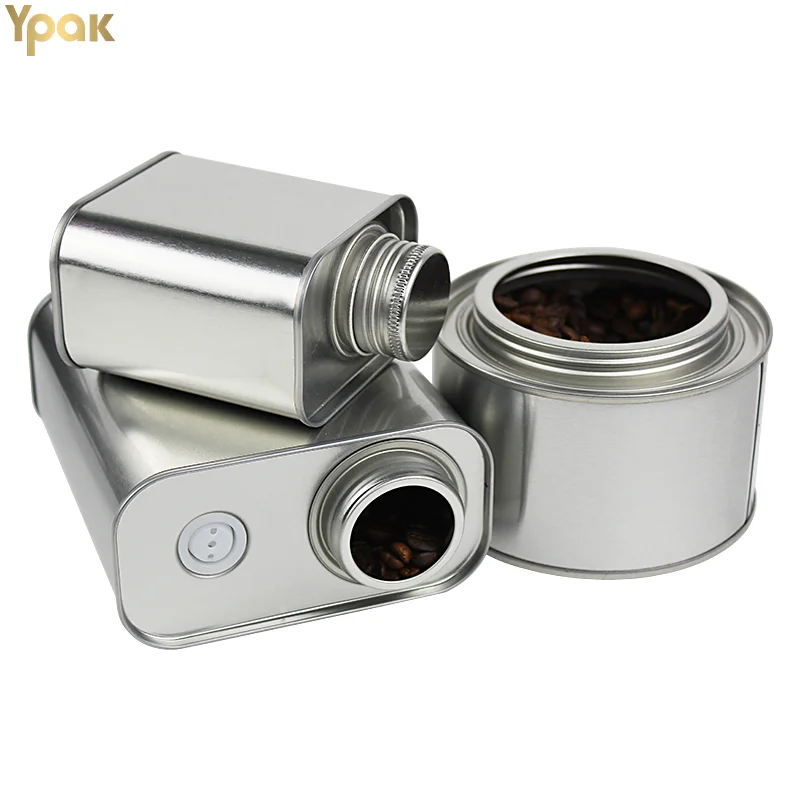 Rts Wholesale 50G 100G 150G 200G 250G Empty Metal Tin Can Tinplate Cans Box Coffee Beans Packaging With Valve