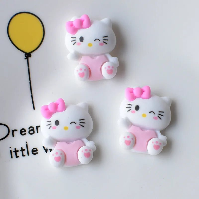Bulk Supply 3D Quality Kawaii Pink Kitty Series Cartoon Characters Animals Accessories Cute Resin Nail Art Decoration Charms