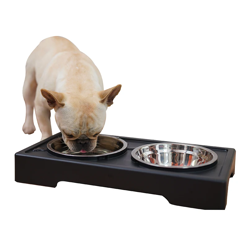 PP and stainless steel pet bowls adjustable elevated dog bowls