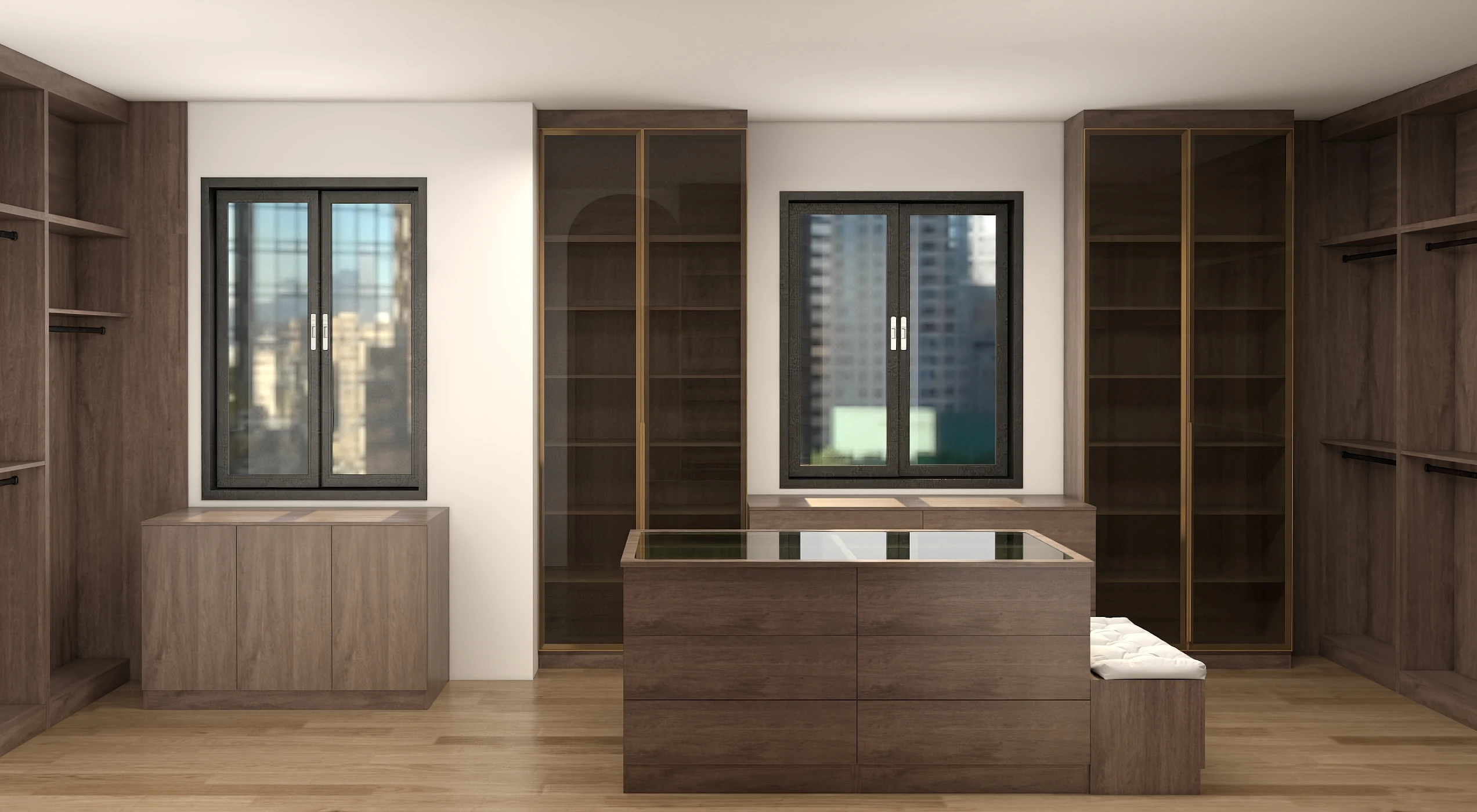 Factory Price Customized Bedroom Walk-In Portable Wardrobe Glass Door Closet Modern Wooden Wardrobe Room Cabinets