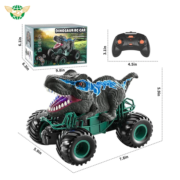 2.4Ghz Remote Control Dinosaur Truck toy Spray Off-Road Climbing Vehicle Tyrannosaurus RC Car Toys with Light & Sound Spray