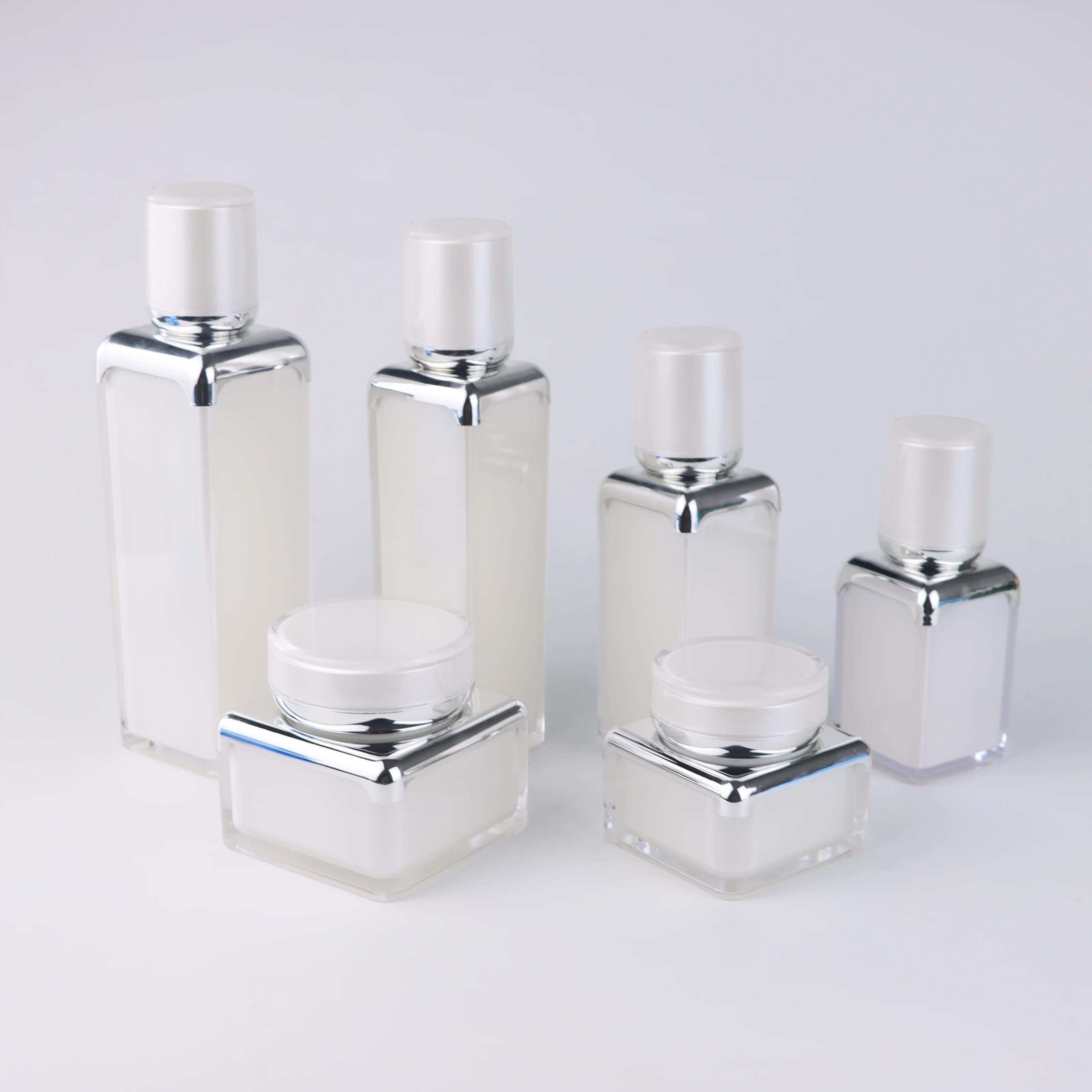 Luxury  cosmetics storage container 30g 50g cream jar 15ml 30ml 50ml 100ml airless lotion bottle