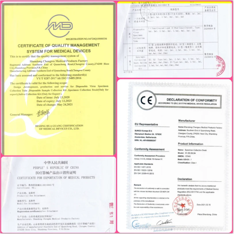 medical sterile nasopharyngeal flocking swabs throat specimen collection transport sampling nasal cotton swab