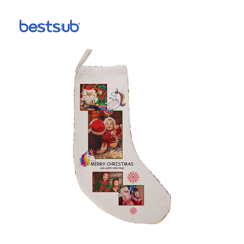 Sublimation Sequin Christmas Stocking Gold and Silver 18*53cm SDWLP01G