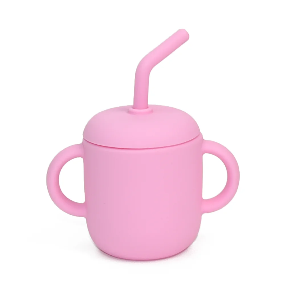 Factory Direct New Product Non-toxic Washable Food Grade Waterproof Silicone Baby Water Cup with Straw