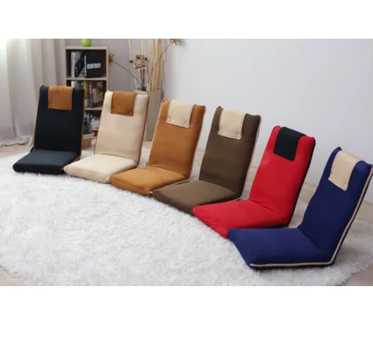 Indoor Living Room Portable Padded Square Folding Floor Cushion Chair with Adjustable Backrest