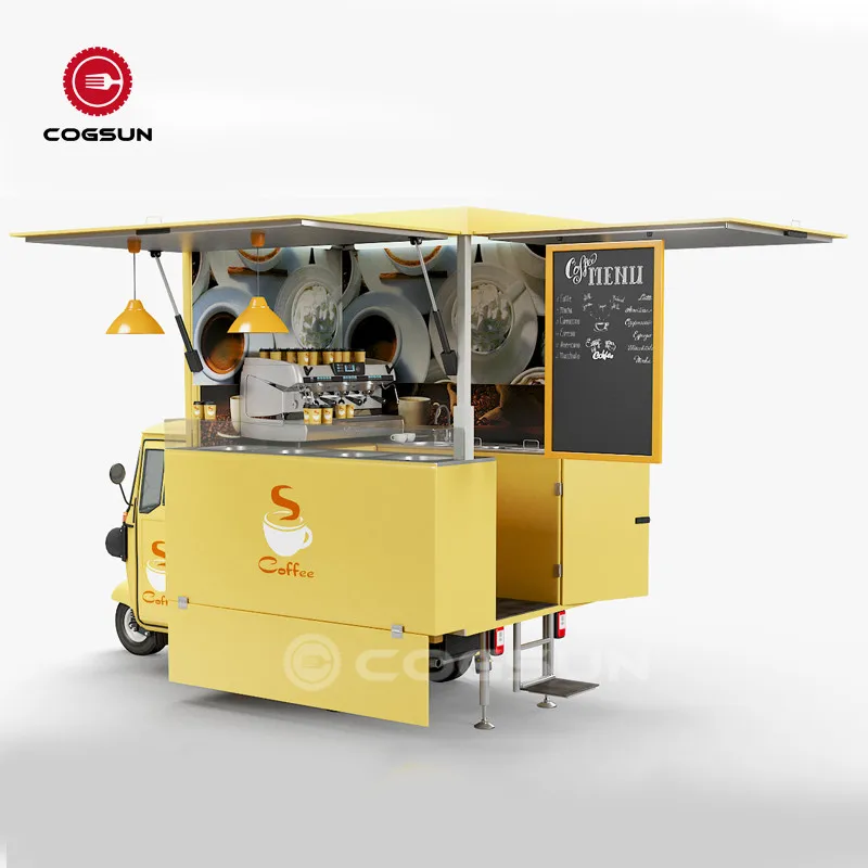 Electric Custom Color Size and Logo Customization Mobile Food Coffee Trucks for Sale Hot dog Food Cart Tricycle