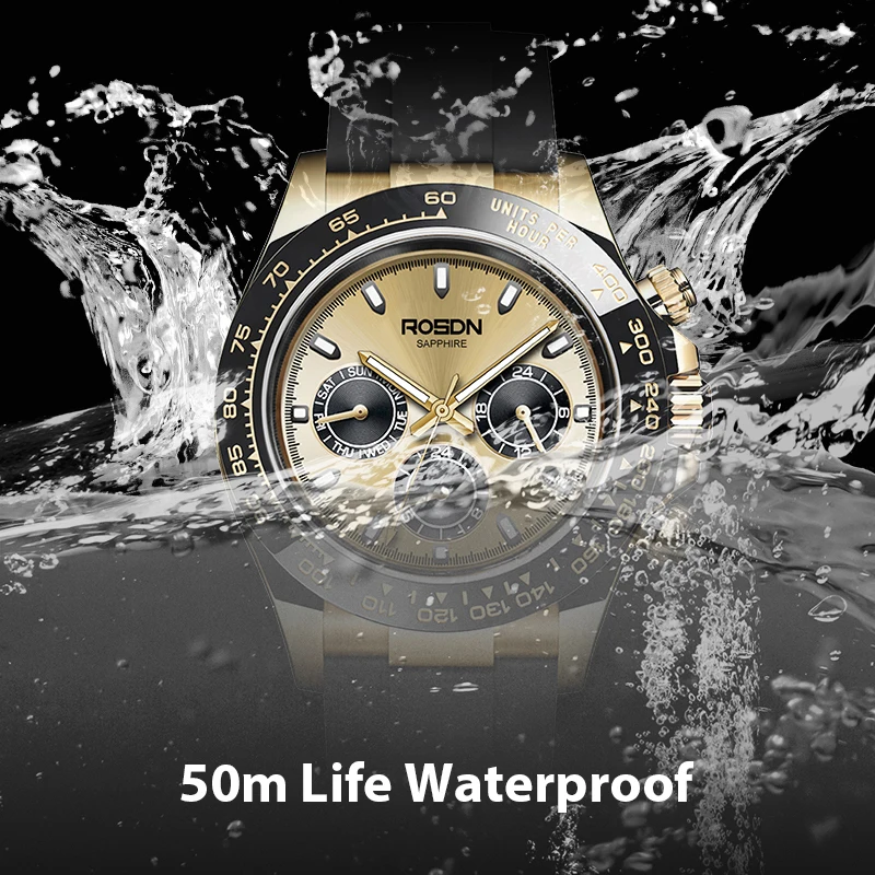 Retro Quartz Gold Watches For Mens Watches Men Wrist Quartz Chronograph Lift Waterproof Dial Relogio Masculino