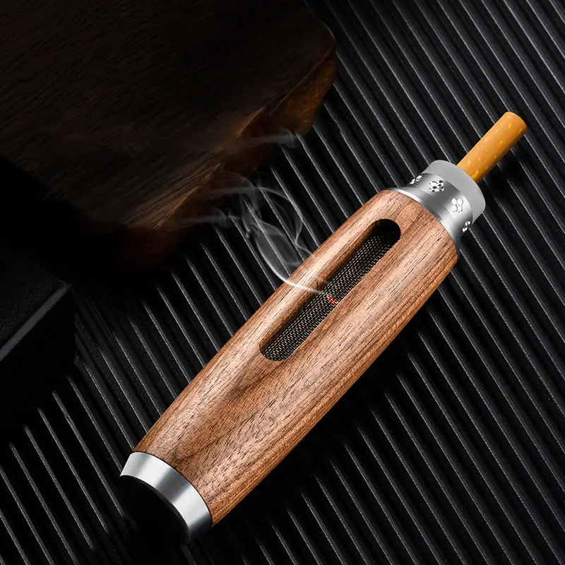 Creative Handheld Outdoor Ashtray No Dust Falling Custom Logo Cigar Ash Tray Portable Pocket Wooden Ashtray