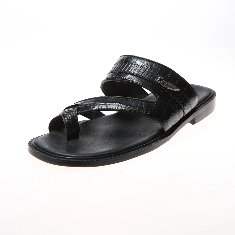 Men new styles men casual leather trending custom made leather slippers for men