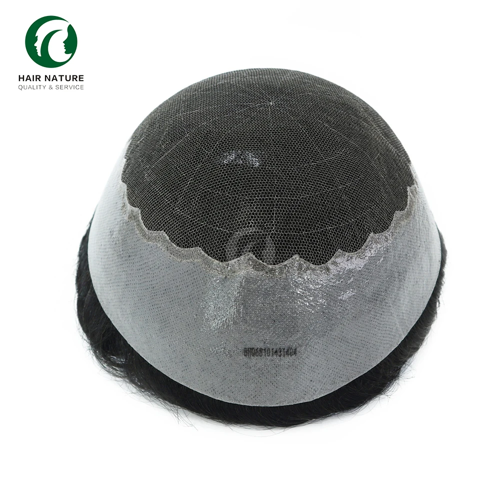 Q6 - Invisible Hairline Lace and  PU Men Toupee Indian Human Hair Unit Natural Breathable Hair Replacement System for Men