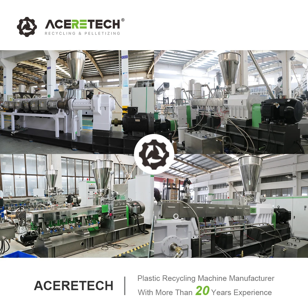 Fully Automatic ATE75 PP/PE/PET Flakes Plastic Recycling Conical Double Screw Extruder Machine