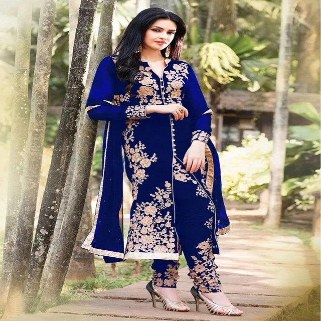 
Designer Pakistani Cotton Embroidered Blue Salwar Kameez Suits On Wholesale Price Party Dresses Wholesale India Price 