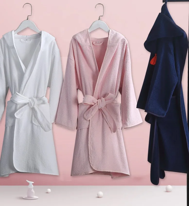 
High Quality 100% Cotton Terry Fabric Hooded Quick Dry Bath Robe Personalised Dressing Gown for Kids Girl Boy 