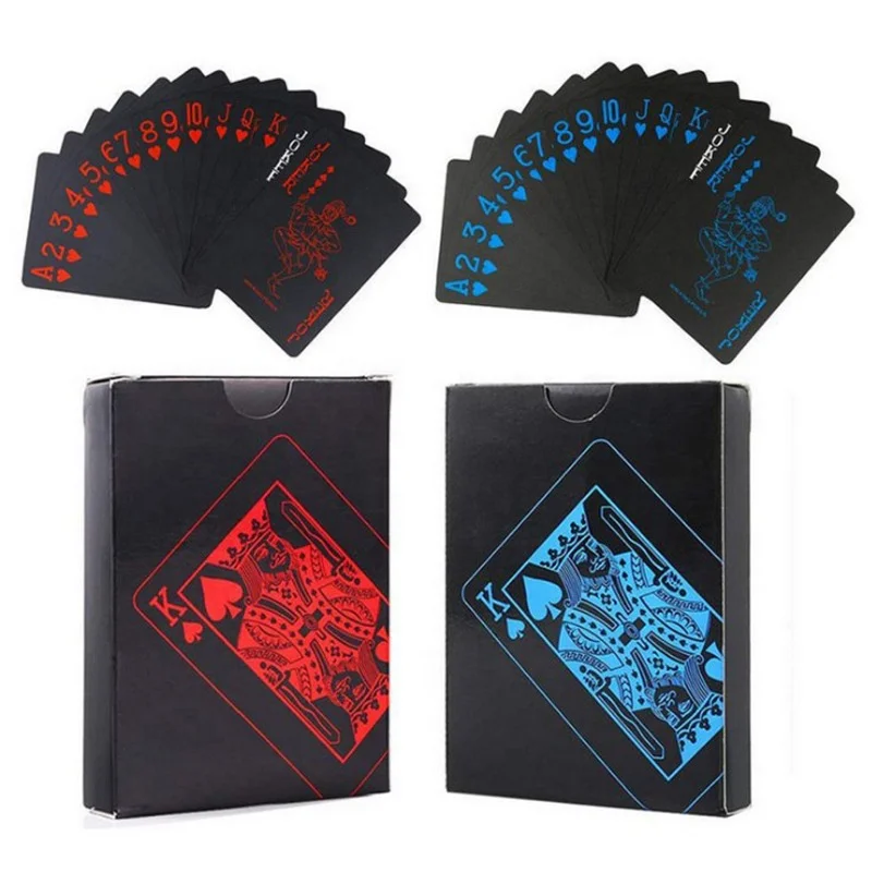 Waterproof Plastic Playing Cards Set Black Color Poker Card Sets Classic Magic Tricks Tool Poker Games