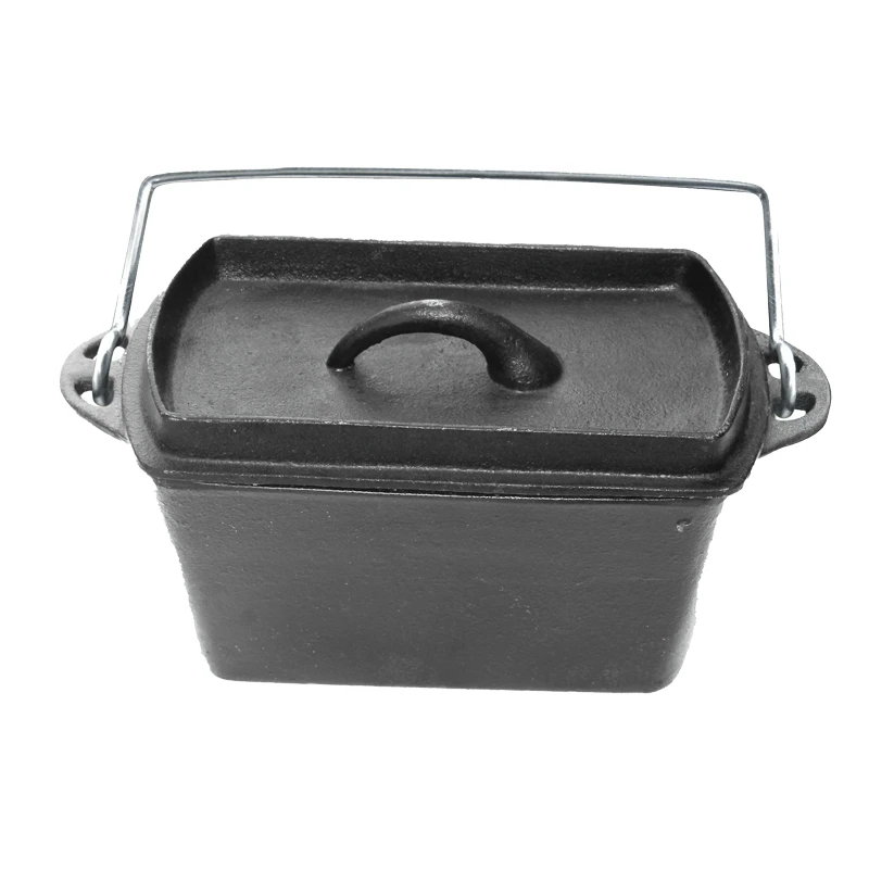 New style Black Color Heavy Duty Cast Iron Bread & Loaf Pan with Lid Cast Iron Bread Pot