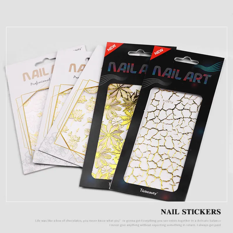2023  Nail Art Top Quality Golden Metal Foil Nail Art Paper Decals 3d Nail Stickers