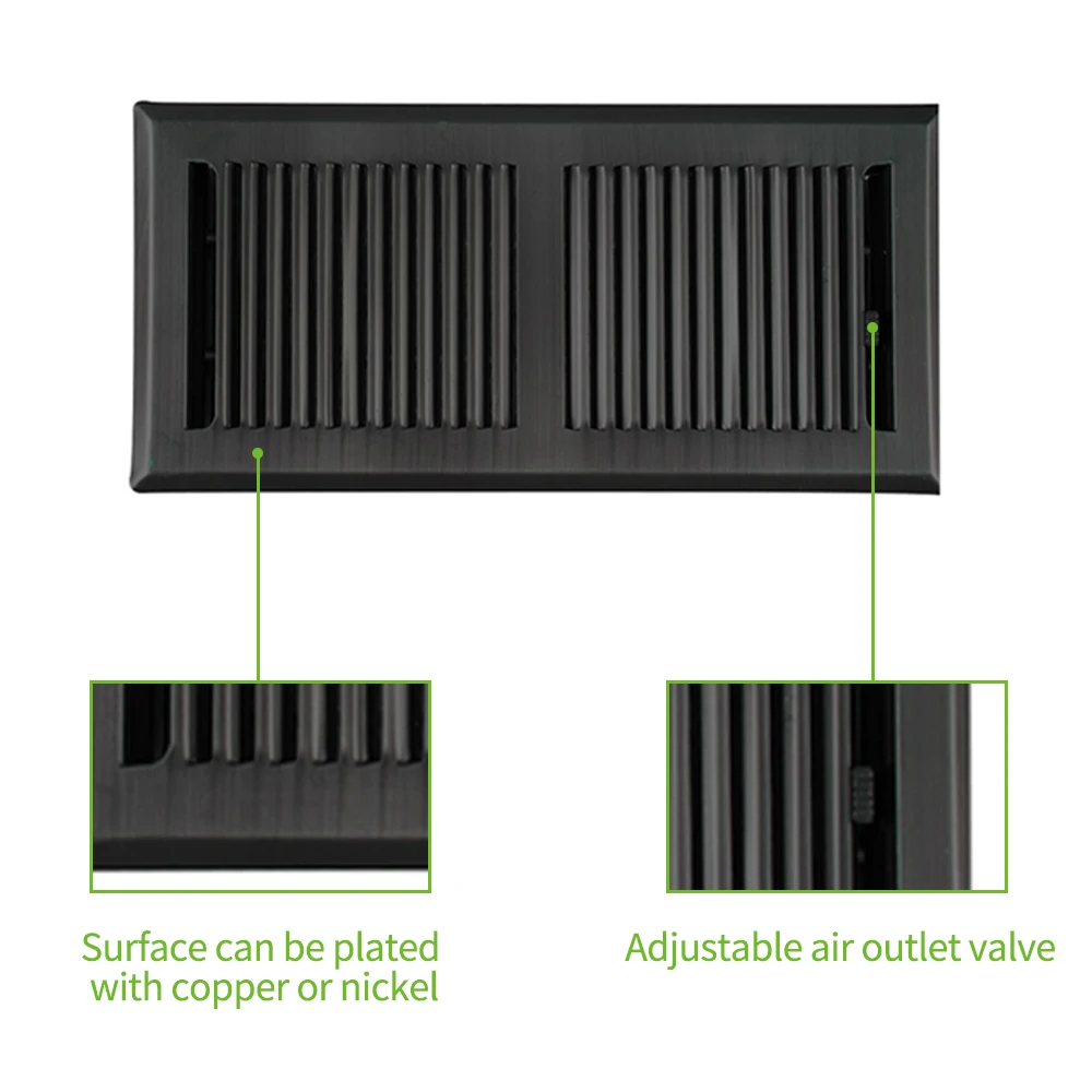 Indoor Air Quality Galvanized Steel 4*10 inch Floor Grille Floor Register With Damper