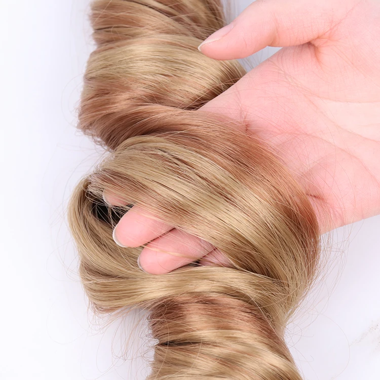 Julianna 150G French Curl Silky Extensions Bundles Loose Wavy Curls Ombre Synthetic Hair Loose Wave Curly Braiding Hair