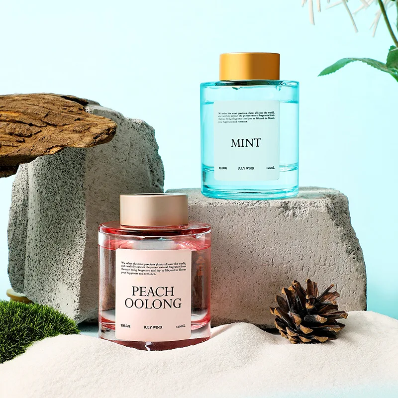 Luxury Round Fire-Free Aromatherapy Reed Indoor Perfume Diffuser In-Room Fragrance Air Fresh 120ml Reed Diffusing