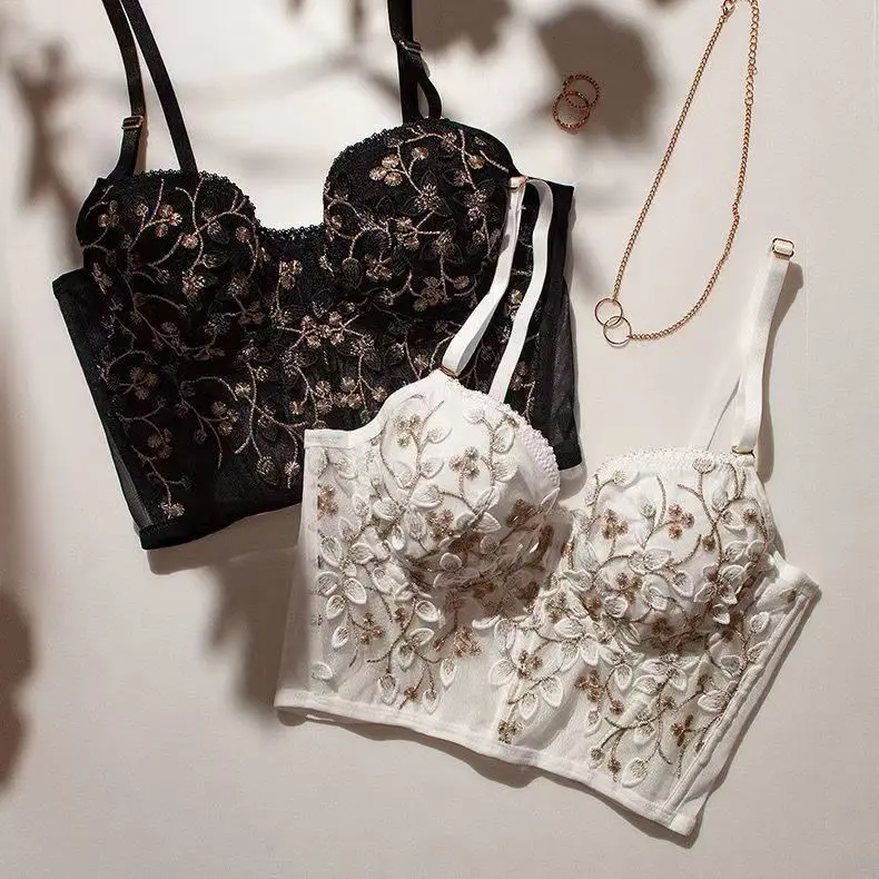 New style embroidered steel rubber bone with French underwear bra set girl Body Shaping Sexy Lingerie