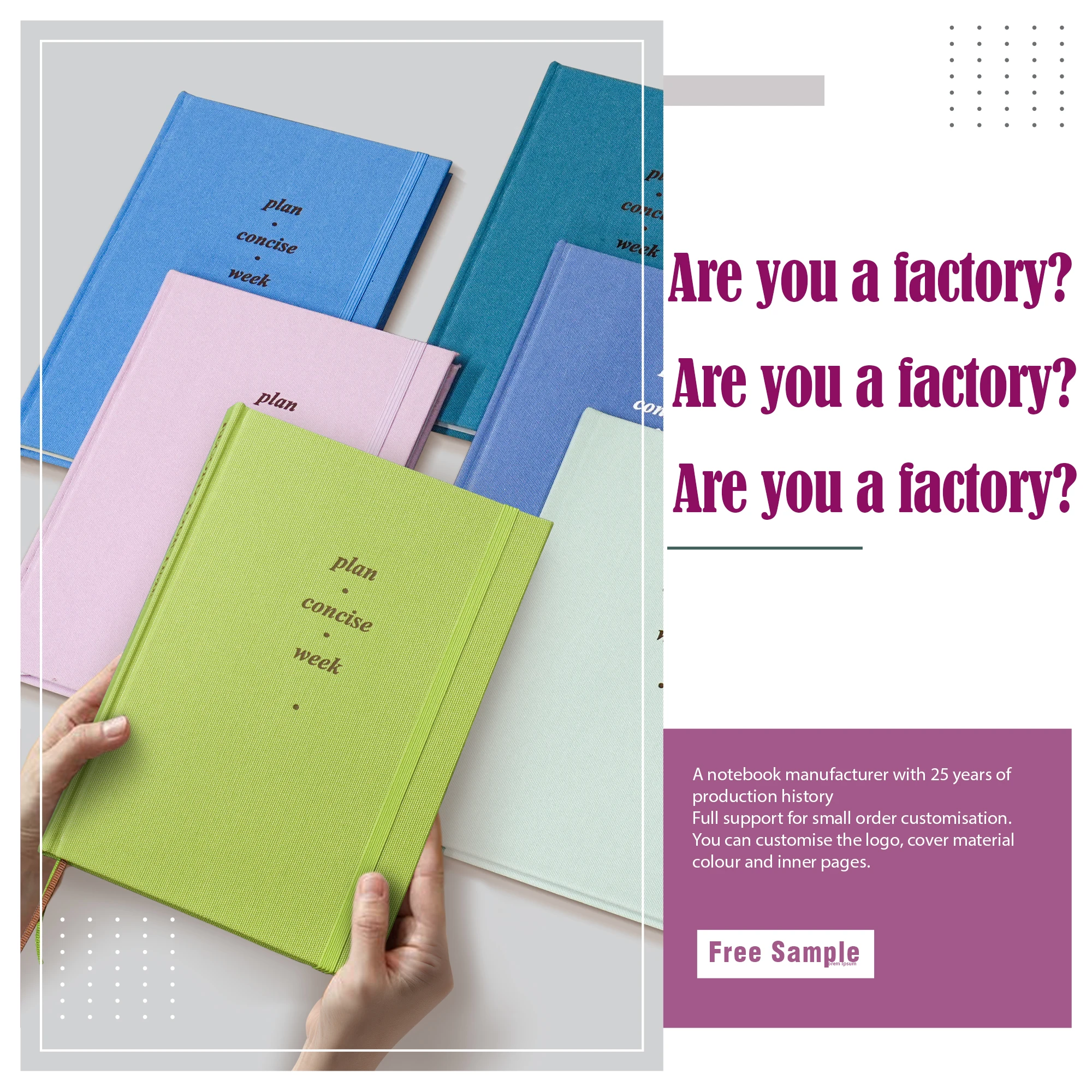 Free sample Custom Printed Logo Eco Friendly Notebook Inspirational Journal Waterproof Fabric Hardcover Planner