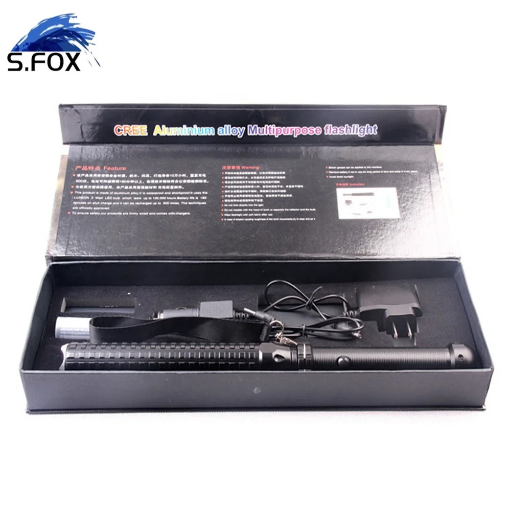 Convex Lens Rechargeable Security Powerful Self Defense Led High Tactical Survival Flashlight