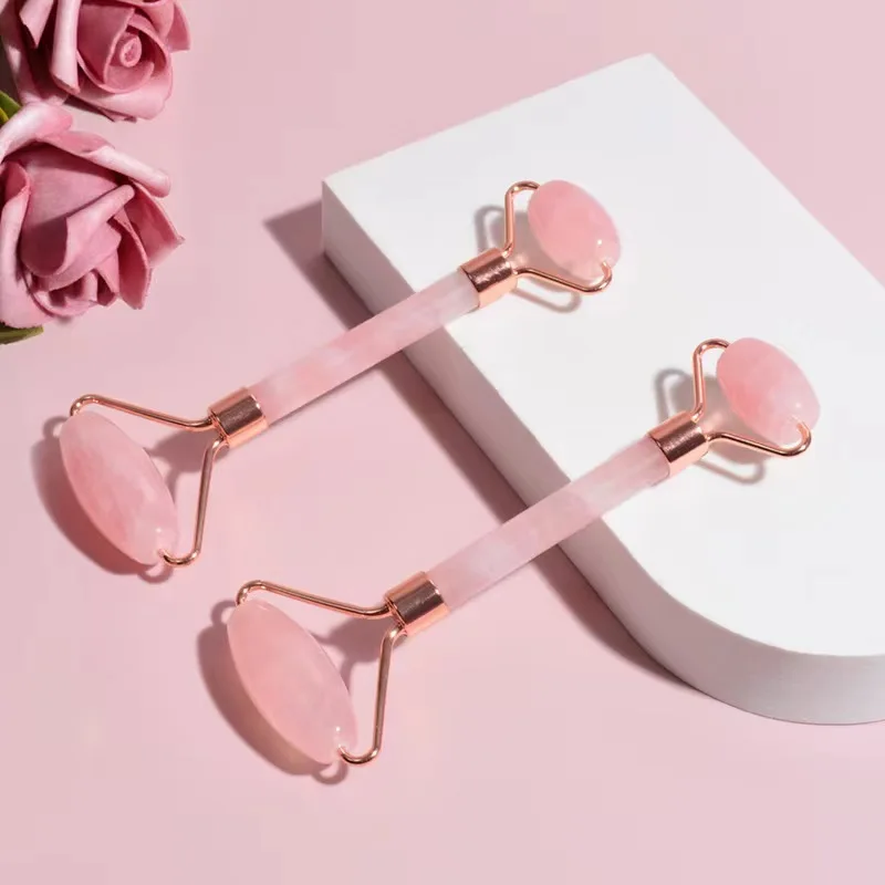 DIY New Product Anti-Aging gua sha facial tool Natural Jade guasha Stone Rose Pink Quartz Facial Jade Roller for Face