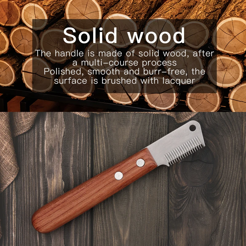 Factory Wholesale Custom Logo Wooden Cat Hair Deshedding Tool Pet Dog Grooming Stripping Knife