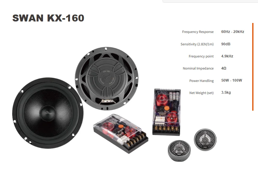 HiVi  Hi-Fi Hot sale KX-160 2 way car speaker 6.5 inch car audio car component