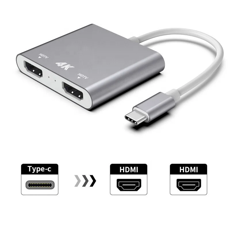 USB3.1 Type-C на 2X HD видео адаптер с двойным дисплеем поддержка 4K многоэкранный преобразователь Тип C H D M I сплиттер