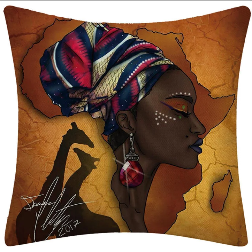 
Wholesale Custom Square Sofa Digital Printed African Pillow Case Cover 