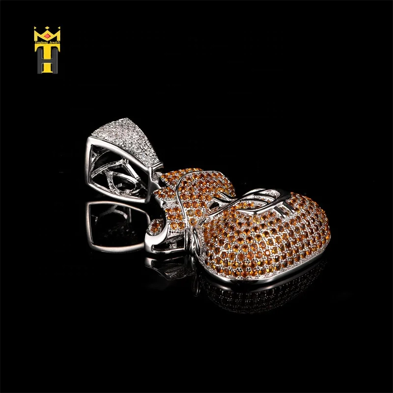 Classic US dollar money bag pendants mens hip hop icedout charms gold silver diamond moneybag pendant
