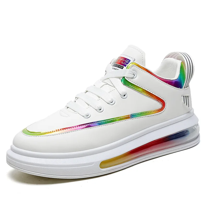 2021 autumn and winter new air cushion thick-soled white shoes trend fashion student casual board shoes round toe lace-up men