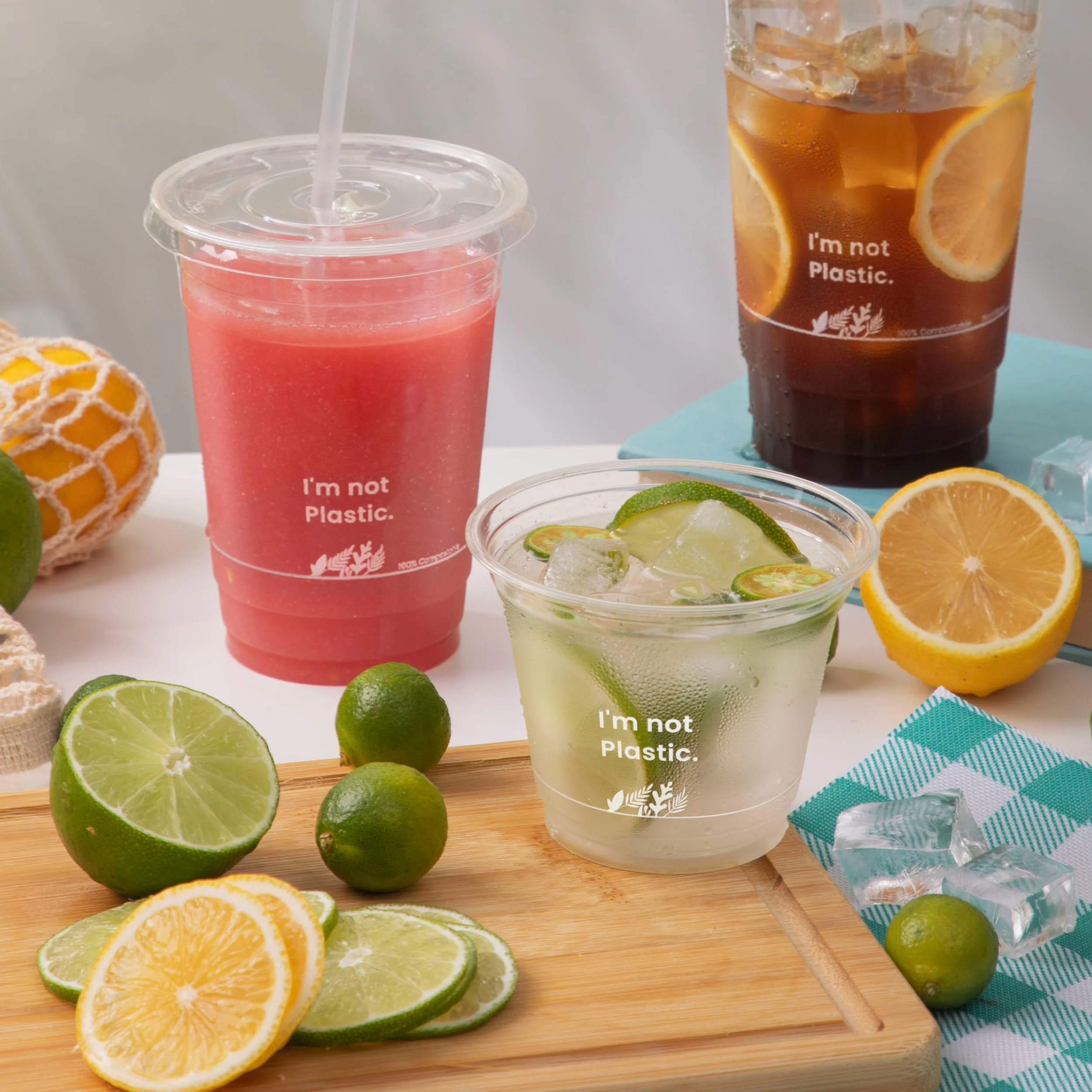 Custom 100% Compostable Clear Plastic Disposable PLA Cup Cups