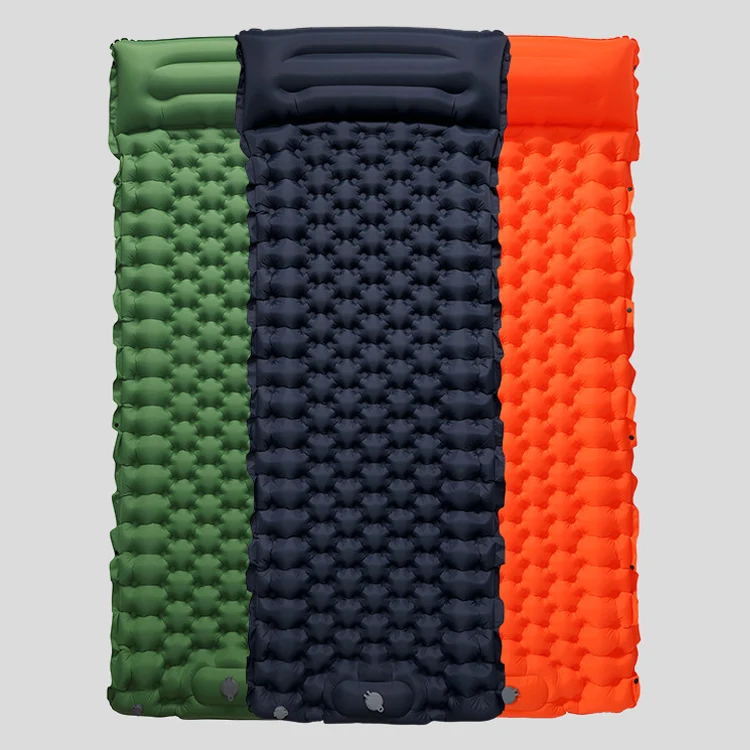 Outdoor Large Valve Inflatable Camping Mattress Pad Connectable Sponge Insulated Sleeping Pad for Camping