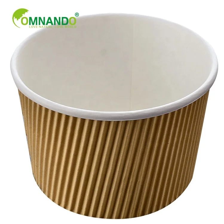 new style kraft paper corrugated soup cups for thickening hot and cold food disposable kraft paper soup cups