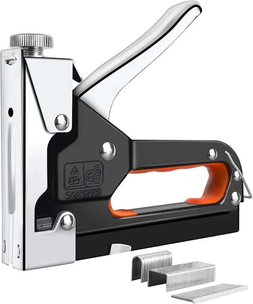 Hand Steel Brad Nail Gun, Stapler,Adjust The Firing Force with Free 200pcs Door-nails,200pcs U-nails,200pcsT-nails