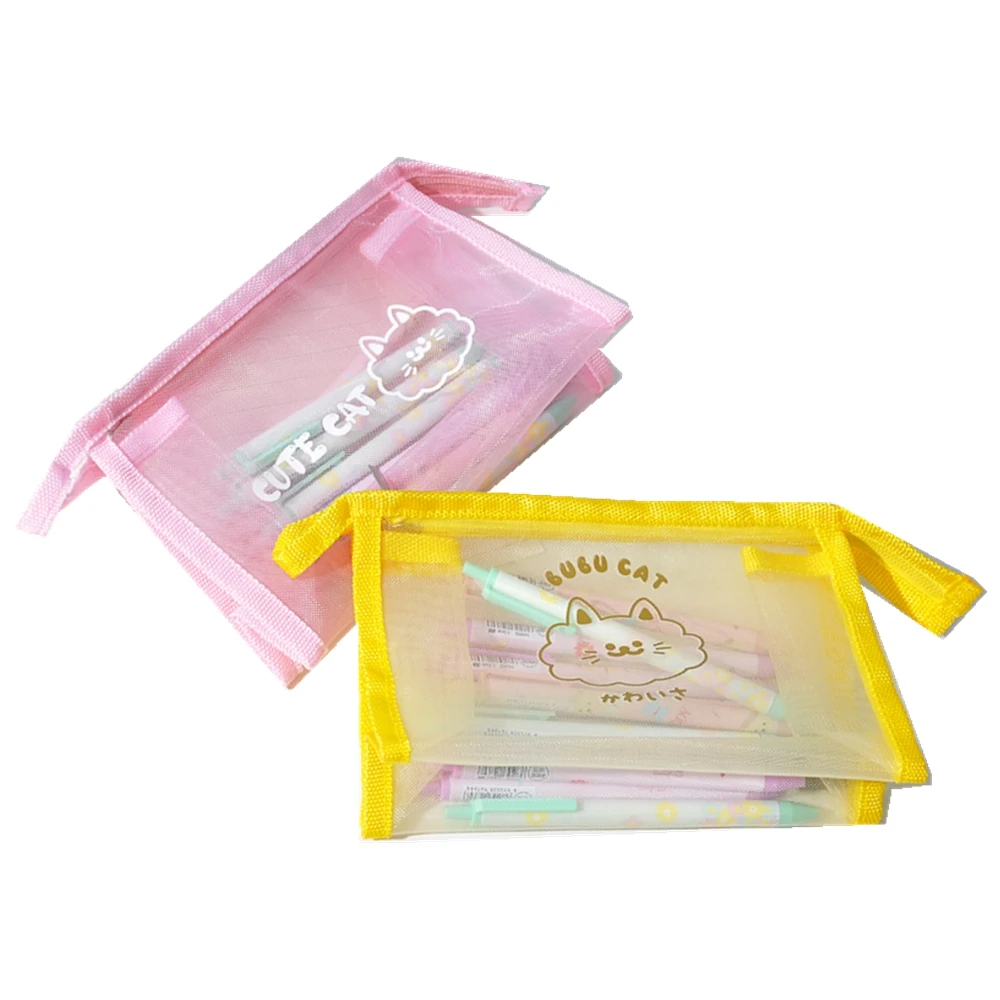 large space transparent mesh pen or pencil bags